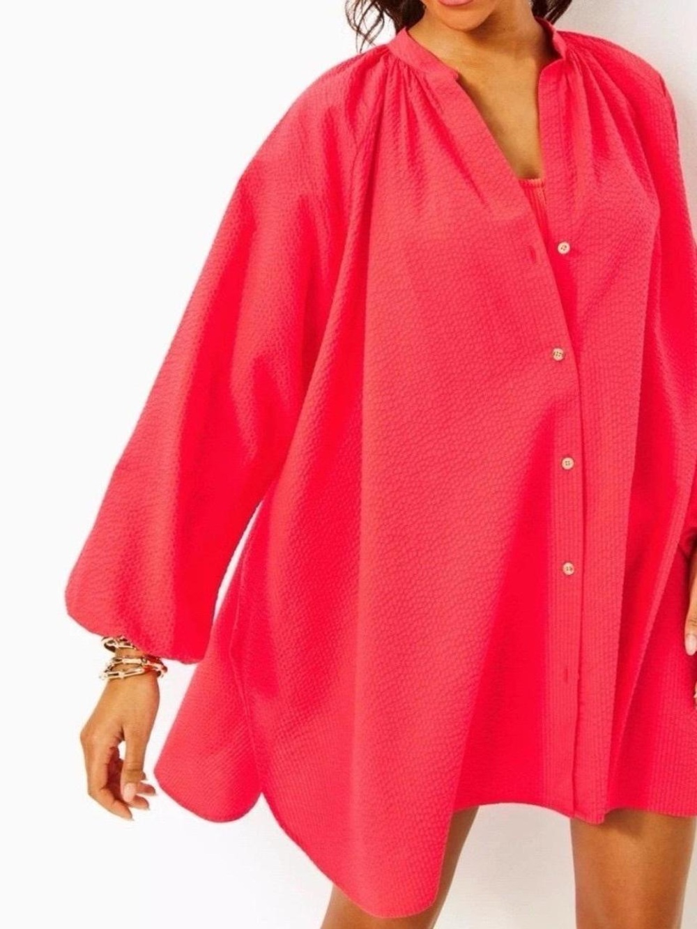 Lilly Pulitzer Hot Coral Button-Front Swim Coverup